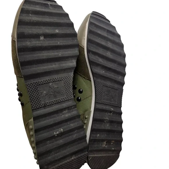 Coach Leather Olive Green Studded Sneakers Moonlight Olive womens size 8.5 EUC - Picture 12 of 14
